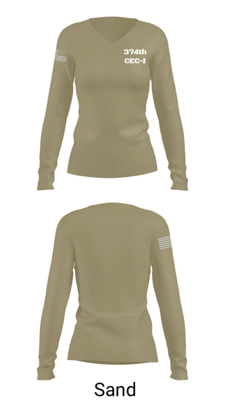 Womens Long Sleeve Vneck Shirt, 374th CEC-I, Army, Teamtime, Team time, sublimation, custom sports apparel, team uniforms, spirit wear, spiritwear, sports uniforms, custom shirts, team store, custom team store, fundraiser sports, apparel fundraiser