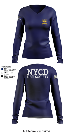 Womens Long Sleeve Vneck Shirt, NYCD DESI SOCIETY, Police, Teamtime, Team time, sublimation, custom sports apparel, team uniforms, spirit wear, spiritwear, sports uniforms, custom shirts, team store, custom team store, fundraiser sports, apparel fundraiser