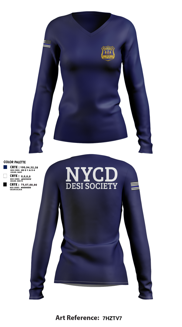 Womens Long Sleeve Vneck Shirt, NYCD DESI SOCIETY, Police, Teamtime, Team time, sublimation, custom sports apparel, team uniforms, spirit wear, spiritwear, sports uniforms, custom shirts, team store, custom team store, fundraiser sports, apparel fundraiser
