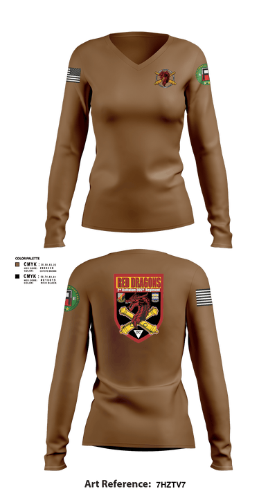 2-306th FAR 32661522 Women's Long Sleeve V-neck Shirt -1 5