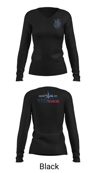 Women's Long Sleeve Vneck Shirt, Texas Titans Youth Football, Football, Teamtime, Team time, sublimation, custom sports apparel, team uniforms, spirit wear, spiritwear, sports uniforms, custom shirts, team store, custom team store, fundraiser sports, apparel fundraiser
