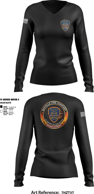 Womens Long Sleeve Vneck Shirt, BVFC, Fire Department, Teamtime, Team time, sublimation, custom sports apparel, team uniforms, spirit wear, spiritwear, sports uniforms, custom shirts, team store, custom team store, fundraiser sports, apparel fundraiser