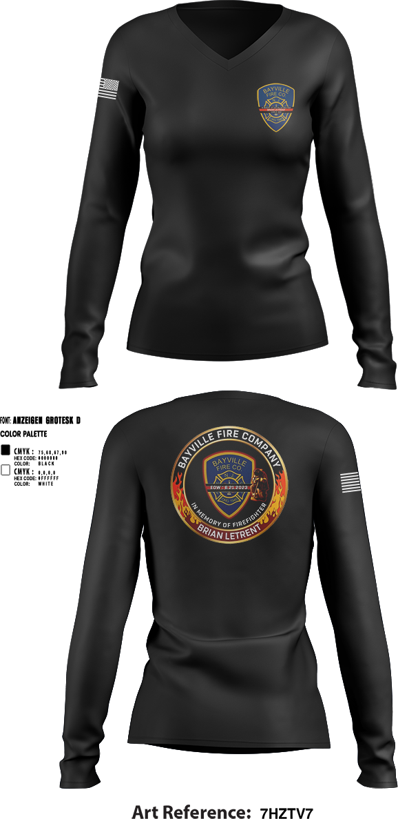 Womens Long Sleeve Vneck Shirt, BVFC, Fire Department, Teamtime, Team time, sublimation, custom sports apparel, team uniforms, spirit wear, spiritwear, sports uniforms, custom shirts, team store, custom team store, fundraiser sports, apparel fundraiser