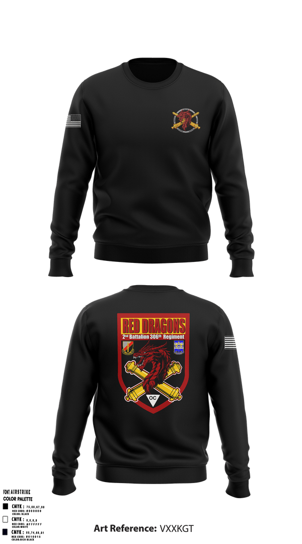 Crew Neck Sweatshirt, 2-306th FAR, Army, Teamtime, Team time, sublimation, custom sports apparel, team uniforms, spirit wear, spiritwear, sports uniforms, custom shirts, team store, custom team store, fundraiser sports, apparel fundraiser