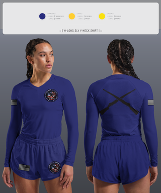 Womens Long Sleeve Vneck Shirt, Seaford NJROTC, Navy, Teamtime, Team time, sublimation, custom sports apparel, team uniforms, spirit wear, spiritwear, sports uniforms, custom shirts, team store, custom team store, fundraiser sports, apparel fundraiser