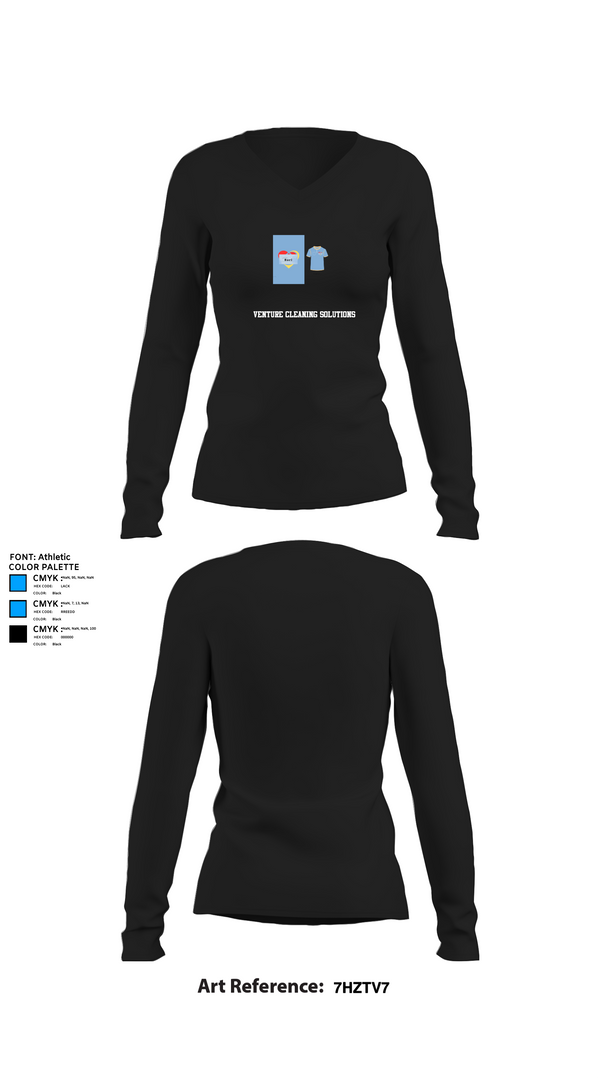 Womens Long Sleeve Vneck Shirt, Venture cleaning solutions, , Teamtime, Team time, sublimation, custom sports apparel, team uniforms, spirit wear, spiritwear, sports uniforms, custom shirts, team store, custom team store, fundraiser sports, apparel fundraiser