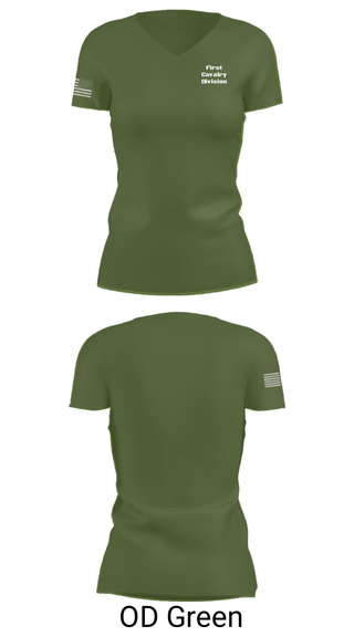 Women's Short Sleeve Vneck Shirt, First Cavalry Division, Army, Teamtime, Team time, sublimation, custom sports apparel, team uniforms, spirit wear, spiritwear, sports uniforms, custom shirts, team store, custom team store, fundraiser sports, apparel fundraiser
