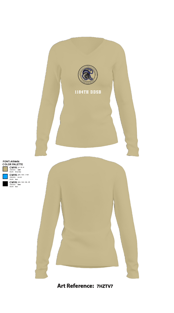 Womens Long Sleeve Vneck Shirt, 1184th DDSB, Army, Teamtime, Team time, sublimation, custom sports apparel, team uniforms, spirit wear, spiritwear, sports uniforms, custom shirts, team store, custom team store, fundraiser sports, apparel fundraiser