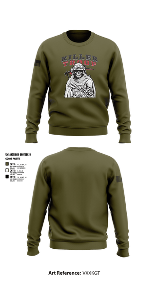 Crew Neck Sweatshirt, 3/2CR Killer Troop, Army, Teamtime, Team time, sublimation, custom sports apparel, team uniforms, spirit wear, spiritwear, sports uniforms, custom shirts, team store, custom team store, fundraiser sports, apparel fundraiser