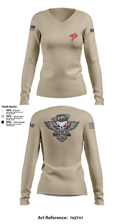 Terro Squad 89875983 Women's Long Sleeve V-neck Shirt -1 1