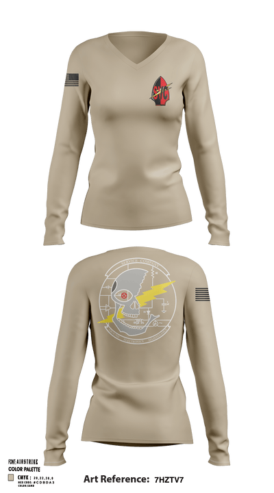 7th Communication Bn 61854612 Women's Long Sleeve V-neck Shirt - 124