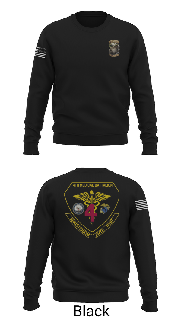 Crew Neck Sweatshirt, 4th Med Battalion, Marines, Teamtime, Team time, sublimation, custom sports apparel, team uniforms, spirit wear, spiritwear, sports uniforms, custom shirts, team store, custom team store, fundraiser sports, apparel fundraiser
