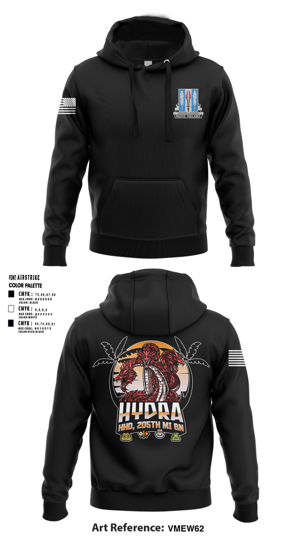 Hoodie, HHD 205th MI BN, Army, Teamtime, Team time, sublimation, custom sports apparel, team uniforms, spirit wear, spiritwear, sports uniforms, custom shirts, team store, custom team store, fundraiser sports, apparel fundraiser
