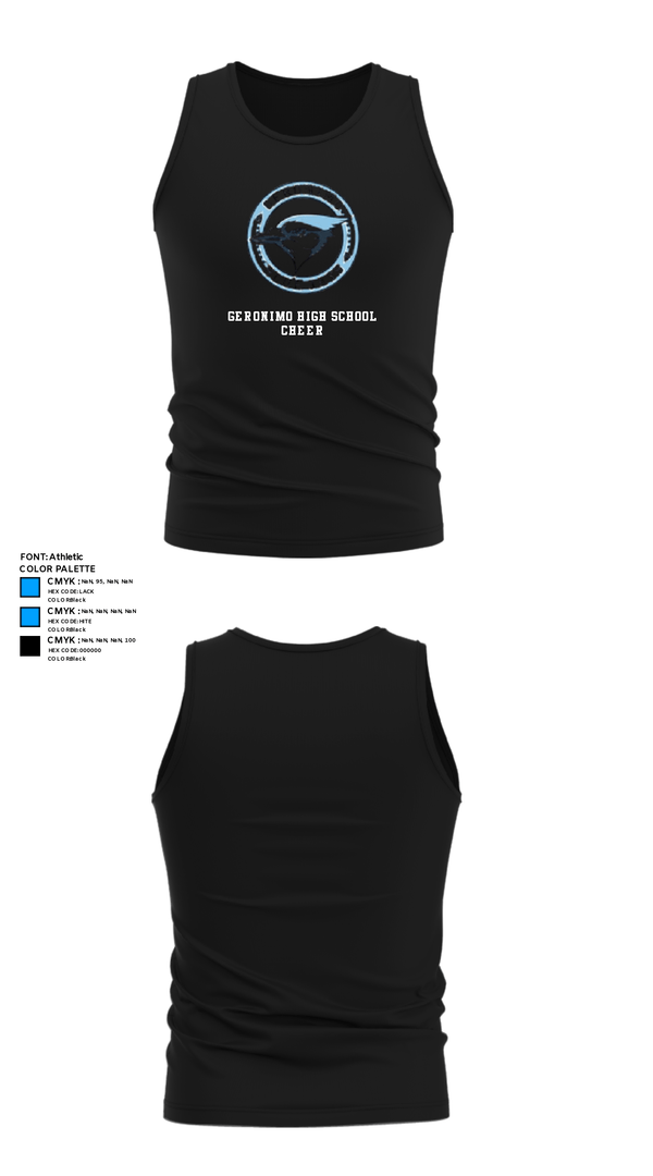Tank Top, Geronimo High School Cheer, Cheer, Teamtime, Team time, sublimation, custom sports apparel, team uniforms, spirit wear, spiritwear, sports uniforms, custom shirts, team store, custom team store, fundraiser sports, apparel fundraiser