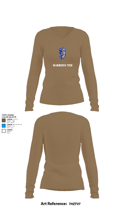 Manor New Tech 27551701 Women's Long Sleeve V-neck Shirt - 1