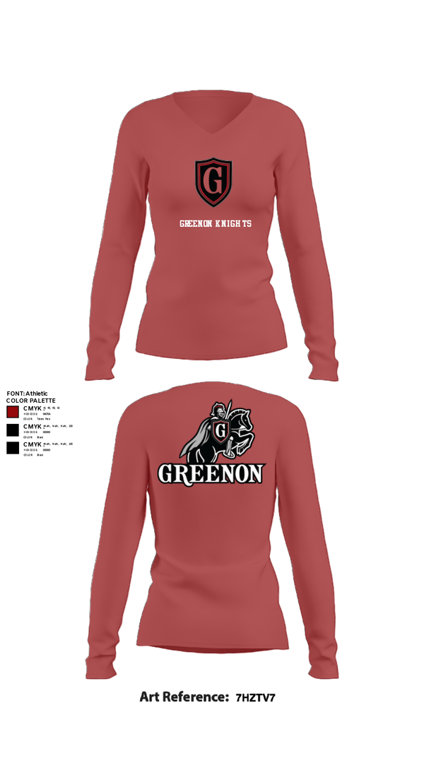 Womens Long Sleeve Vneck Shirt, Greenon Knights, Women's Volleyball, Teamtime, Team time, sublimation, custom sports apparel, team uniforms, spirit wear, spiritwear, sports uniforms, custom shirts, team store, custom team store, fundraiser sports, apparel fundraiser