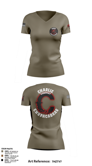 Womens Short Sleeve Vneck Shirt, C Co Chupacabras, Army, Teamtime, Team time, sublimation, custom sports apparel, team uniforms, spirit wear, spiritwear, sports uniforms, custom shirts, team store, custom team store, fundraiser sports, apparel fundraiser