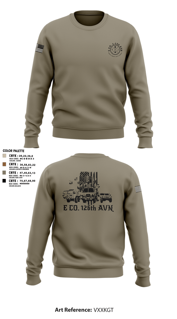 Crew Neck Sweatshirt, B Co. 1-126AVN, Army, Teamtime, Team time, sublimation, custom sports apparel, team uniforms, spirit wear, spiritwear, sports uniforms, custom shirts, team store, custom team store, fundraiser sports, apparel fundraiser