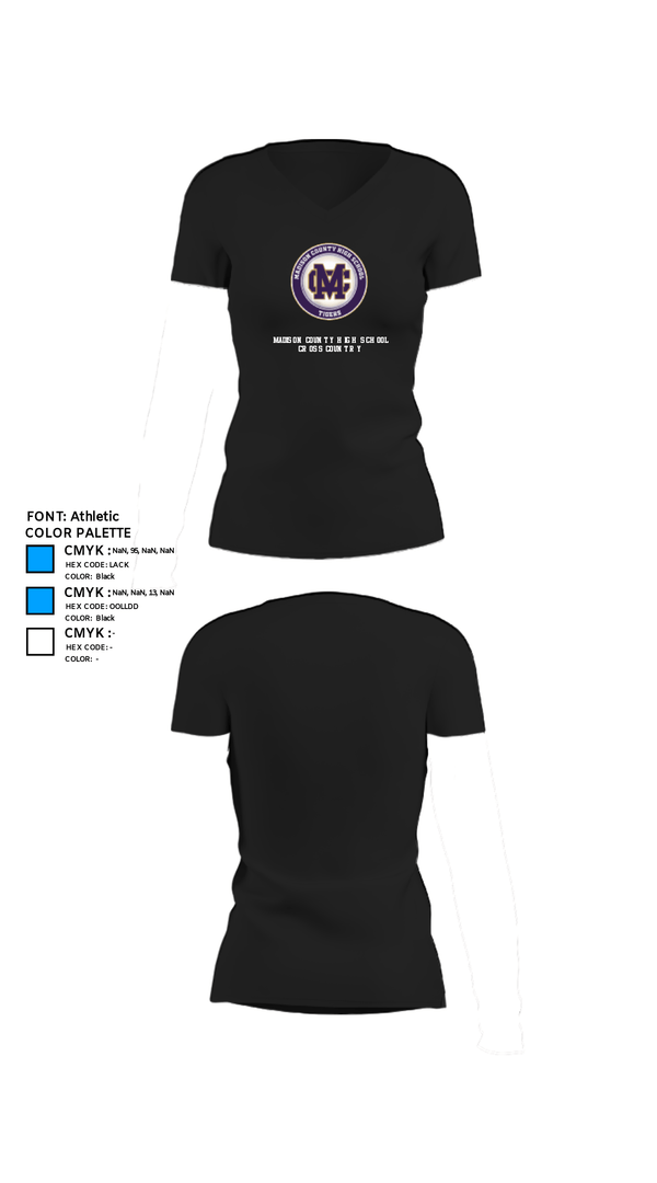 Womens Short Sleeve Vneck Shirt, Madison County High School Cross Country, Cross Country, Teamtime, Team time, sublimation, custom sports apparel, team uniforms, spirit wear, spiritwear, sports uniforms, custom shirts, team store, custom team store, fundraiser sports, apparel fundraiser