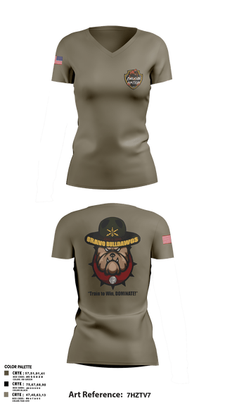 Womens Short Sleeve Vneck Shirt, Bravo Bulldawgs 3-6 ADARBulldawgs Battery, Army, Teamtime, Team time, sublimation, custom sports apparel, team uniforms, spirit wear, spiritwear, sports uniforms, custom shirts, team store, custom team store, fundraiser sports, apparel fundraiser