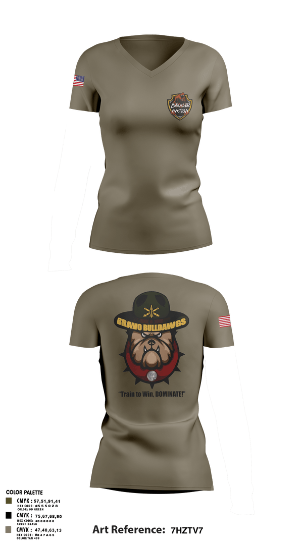 Womens Short Sleeve Vneck Shirt, Bravo Bulldawgs 3-6 ADARBulldawgs Battery, Army, Teamtime, Team time, sublimation, custom sports apparel, team uniforms, spirit wear, spiritwear, sports uniforms, custom shirts, team store, custom team store, fundraiser sports, apparel fundraiser