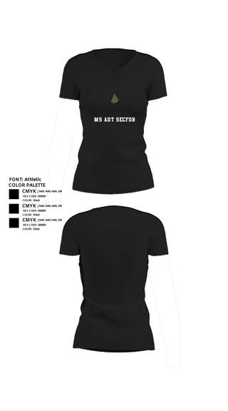 Womens Short Sleeve Vneck Shirt, MS ADT SECFOR, Army, Teamtime, Team time, sublimation, custom sports apparel, team uniforms, spirit wear, spiritwear, sports uniforms, custom shirts, team store, custom team store, fundraiser sports, apparel fundraiser