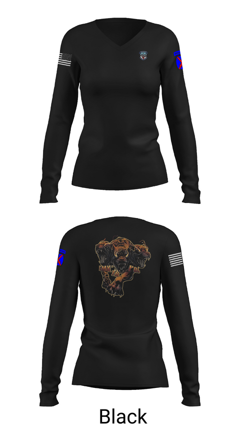 Womens Long Sleeve Vneck Shirt, B Co 277 ASB ASES Section, Army, Teamtime, Team time, sublimation, custom sports apparel, team uniforms, spirit wear, spiritwear, sports uniforms, custom shirts, team store, custom team store, fundraiser sports, apparel fundraiser