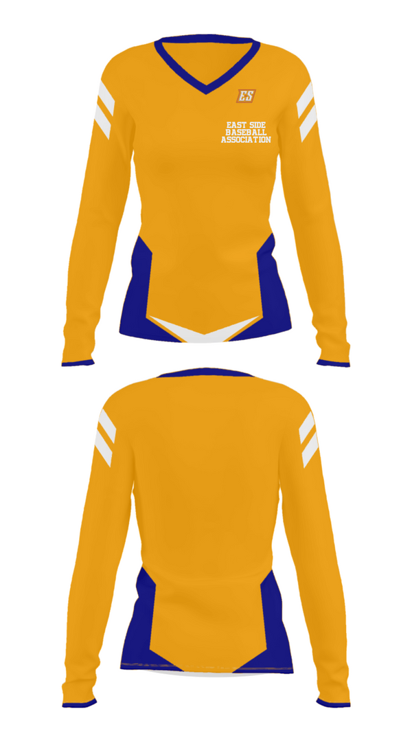Women's Long Sleeve Vneck Shirt, East Side Baseball Association, Baseball, Teamtime, Team time, sublimation, custom sports apparel, team uniforms, spirit wear, spiritwear, sports uniforms, custom shirts, team store, custom team store, fundraiser sports, apparel fundraiser