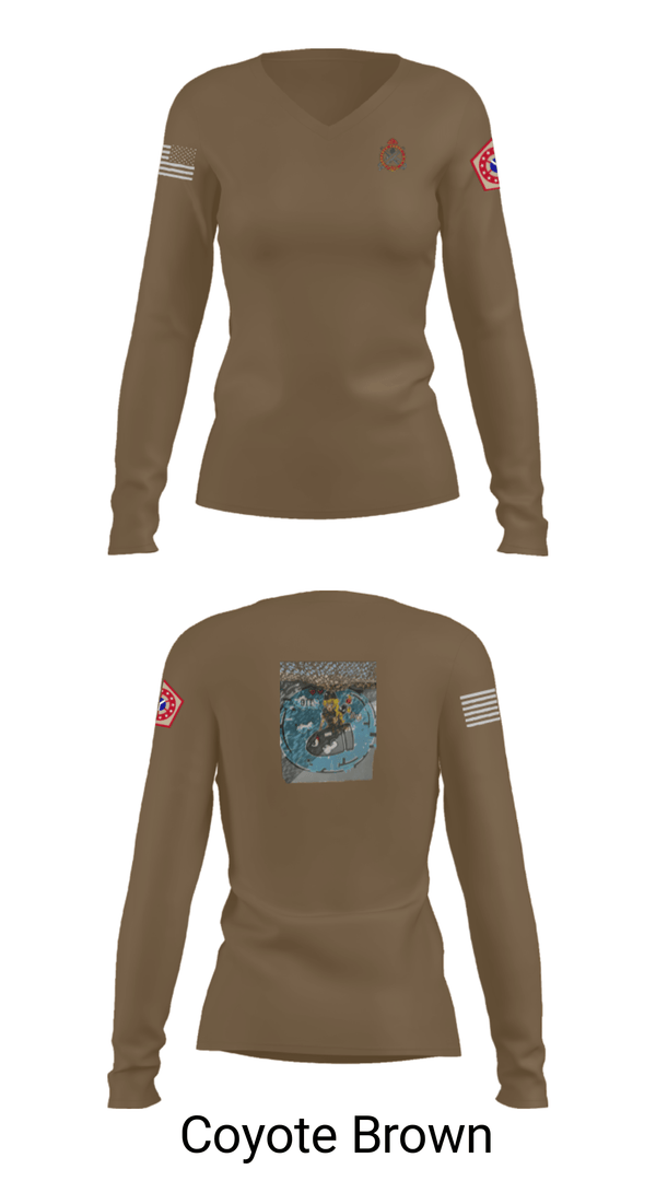 Women's Long Sleeve Vneck Shirt, 34th DSB, Army, Teamtime, Team time, sublimation, custom sports apparel, team uniforms, spirit wear, spiritwear, sports uniforms, custom shirts, team store, custom team store, fundraiser sports, apparel fundraiser