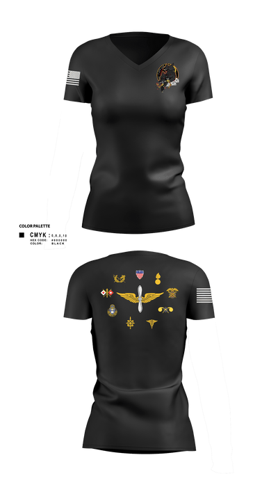HHC/1-214 GSAB       Hellhounds 63761445 Women's Short Sleeve V-neck Shirt - 102