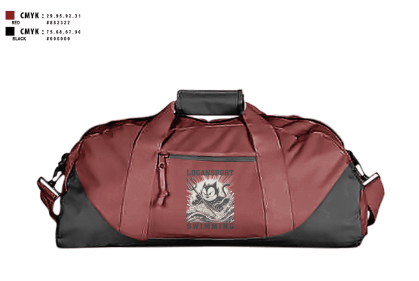 Duffle Bag, Logansport High School Swimming, Swimming, Teamtime, Team time, sublimation, custom sports apparel, team uniforms, spirit wear, spiritwear, sports uniforms, custom shirts, team store, custom team store, fundraiser sports, apparel fundraiser