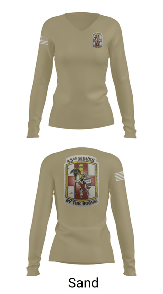 Womens Long Sleeve Vneck Shirt, 43rd Medical Detachment, , Teamtime, Team time, sublimation, custom sports apparel, team uniforms, spirit wear, spiritwear, sports uniforms, custom shirts, team store, custom team store, fundraiser sports, apparel fundraiser