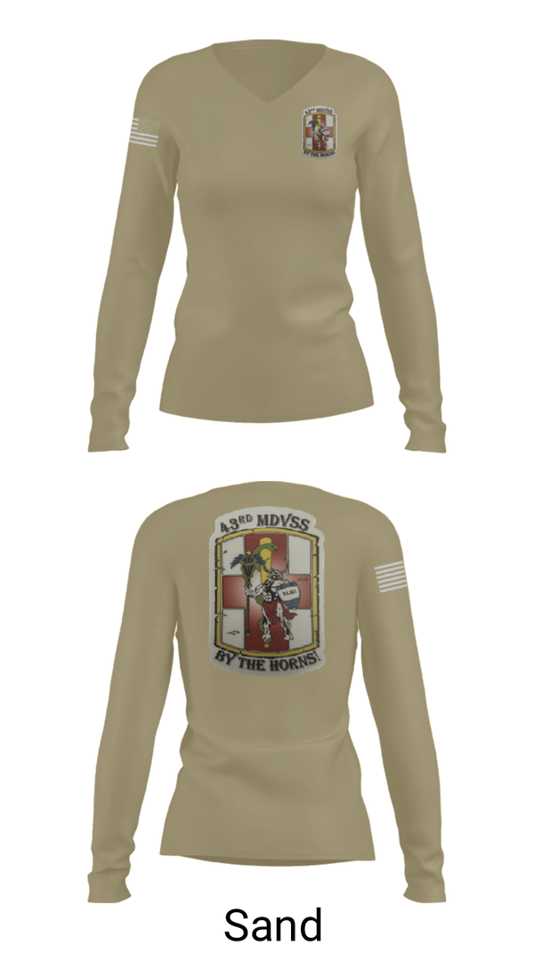 Womens Long Sleeve Vneck Shirt, 43rd Medical Detachment, , Teamtime, Team time, sublimation, custom sports apparel, team uniforms, spirit wear, spiritwear, sports uniforms, custom shirts, team store, custom team store, fundraiser sports, apparel fundraiser