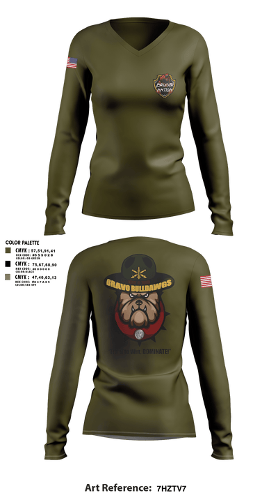 Bravo BulldawgsBravo BulldawgsB_3-6 ADARBulldawgs 3-6ADAR 29854779 Women's Long Sleeve V-neck Shirt - 1
