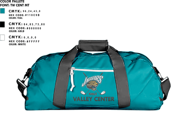 Duffle Bag, Valley Center High School Golf, Golf, Teamtime, Team time, sublimation, custom sports apparel, team uniforms, spirit wear, spiritwear, sports uniforms, custom shirts, team store, custom team store, fundraiser sports, apparel fundraiser