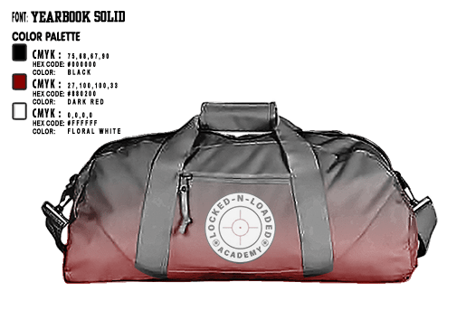 Duffle Bag, Locked N Loaded Academy, , Teamtime, Team time, sublimation, custom sports apparel, team uniforms, spirit wear, spiritwear, sports uniforms, custom shirts, team store, custom team store, fundraiser sports, apparel fundraiser