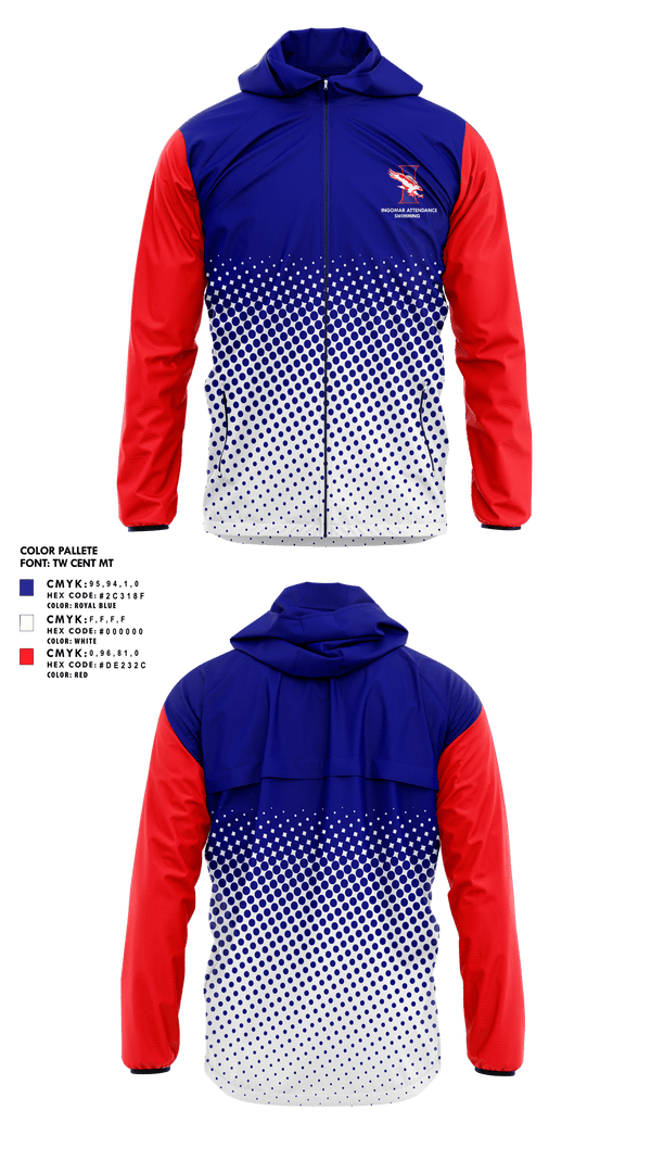 Windbreaker, Ingomar Attendance Center (High School) Swimming, Swimming, Teamtime, Team time, sublimation, custom sports apparel, team uniforms, spirit wear, spiritwear, sports uniforms, custom shirts, team store, custom team store, fundraiser sports, apparel fundraiser