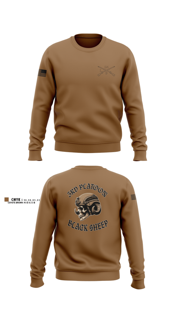 Crew Neck Sweatshirt, 3rd PLT black sheep, Army, Teamtime, Team time, sublimation, custom sports apparel, team uniforms, spirit wear, spiritwear, sports uniforms, custom shirts, team store, custom team store, fundraiser sports, apparel fundraiser