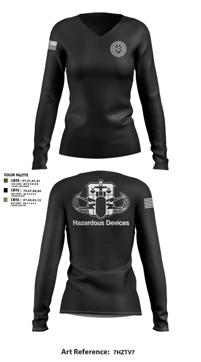 Raleigh Police Bomb Squad 92795368 Women's Long Sleeve V-neck Shirt -1 5