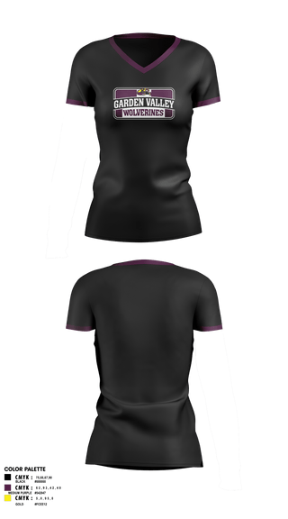 Womens Short Sleeve Vneck Shirt, Garden Valley Wolverines, Spirit Store, Teamtime, Team time, sublimation, custom sports apparel, team uniforms, spirit wear, spiritwear, sports uniforms, custom shirts, team store, custom team store, fundraiser sports, apparel fundraiser