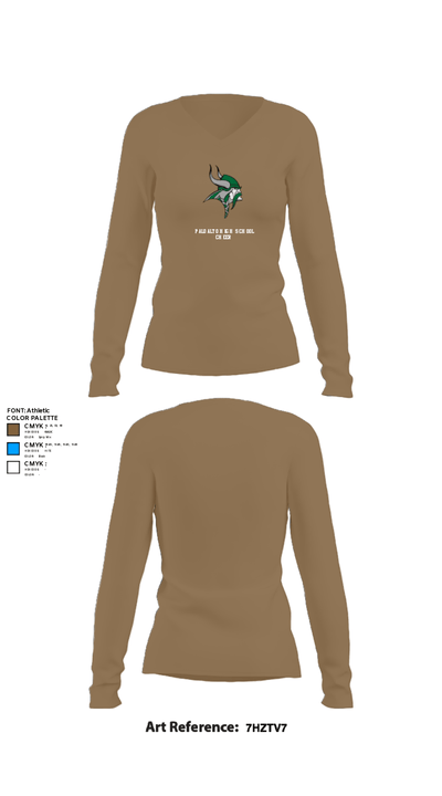 Palo Alto High School Cheer 94037882 Women's Long Sleeve V-neck Shirt - 1
