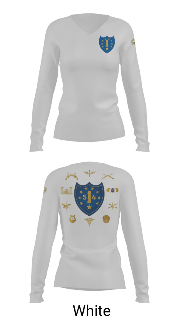 Women's Long Sleeve Vneck Shirt, 54th Troop Command, National Guard, Teamtime, Team time, sublimation, custom sports apparel, team uniforms, spirit wear, spiritwear, sports uniforms, custom shirts, team store, custom team store, fundraiser sports, apparel fundraiser