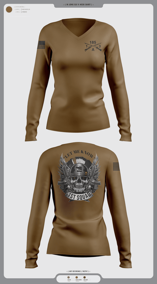 Womens Long Sleeve Vneck Shirt, ACO 1-185INF, Army, Teamtime, Team time, sublimation, custom sports apparel, team uniforms, spirit wear, spiritwear, sports uniforms, custom shirts, team store, custom team store, fundraiser sports, apparel fundraiser