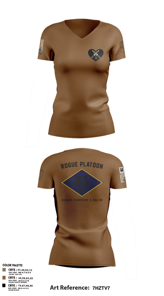 Womens Short Sleeve Vneck Shirt, B. CO 2-502, Army, Teamtime, Team time, sublimation, custom sports apparel, team uniforms, spirit wear, spiritwear, sports uniforms, custom shirts, team store, custom team store, fundraiser sports, apparel fundraiser