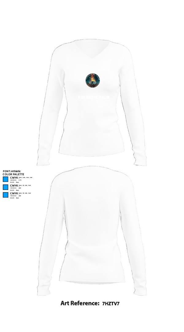 Womens Long Sleeve Vneck Shirt, Hombres de Valor, , Teamtime, Team time, sublimation, custom sports apparel, team uniforms, spirit wear, spiritwear, sports uniforms, custom shirts, team store, custom team store, fundraiser sports, apparel fundraiser