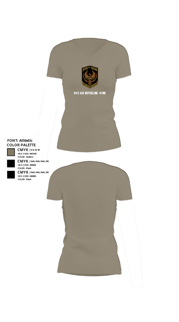 Women's Short Sleeve Vneck Shirt, 940 Air Refueling Wing, , Teamtime, Team time, sublimation, custom sports apparel, team uniforms, spirit wear, spiritwear, sports uniforms, custom shirts, team store, custom team store, fundraiser sports, apparel fundraiser