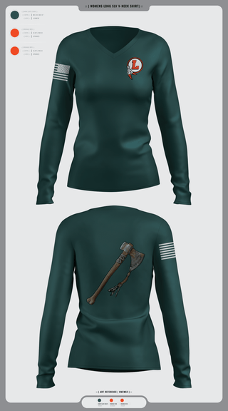 Women's Long Sleeve Vneck Shirt, Loudon NJROTC, Navy, Teamtime, Team time, sublimation, custom sports apparel, team uniforms, spirit wear, spiritwear, sports uniforms, custom shirts, team store, custom team store, fundraiser sports, apparel fundraiser
