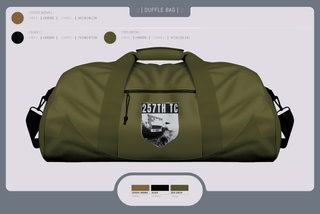 Duffle Bag, 257th TC, Army, Teamtime, Team time, sublimation, custom sports apparel, team uniforms, spirit wear, spiritwear, sports uniforms, custom shirts, team store, custom team store, fundraiser sports, apparel fundraiser