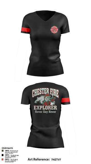 Womens Short Sleeve Vneck Shirt, Chester fire explorers, Fire Department, Teamtime, Team time, sublimation, custom sports apparel, team uniforms, spirit wear, spiritwear, sports uniforms, custom shirts, team store, custom team store, fundraiser sports, apparel fundraiser
