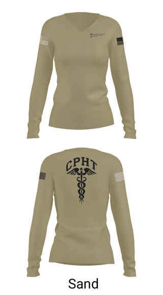 Women's Long Sleeve Vneck Shirt, ATAMMC Pharmacy, Army, Teamtime, Team time, sublimation, custom sports apparel, team uniforms, spirit wear, spiritwear, sports uniforms, custom shirts, team store, custom team store, fundraiser sports, apparel fundraiser